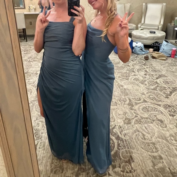 Azazie KENDALL & KYLIE Cowl Scoop Chiffon Mermaid Bridesmaids Dress - Picture 3 of 5